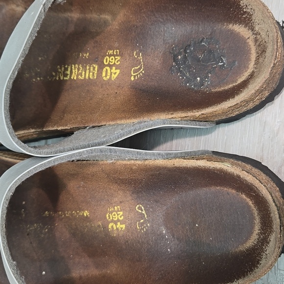 Birkenstock Women Gizeh T Strap Silver Buckle Sandals Slide Shoes Sz 40/9 Regula - Picture 7 of 15